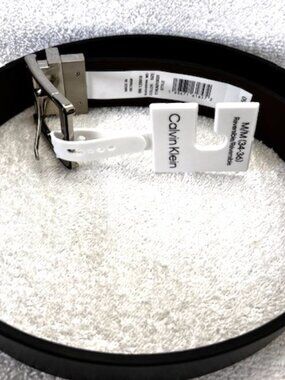 Calvin Klein reversible black/brown belt - silver tone metal buckle NWT Men's M